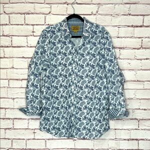 Cremieux Paisley Print 100% Cotton Button Down Shirt Size Large Like New